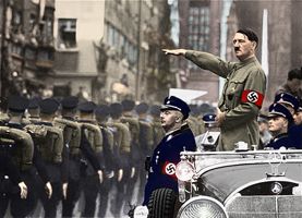 Hitler reviewing troops
