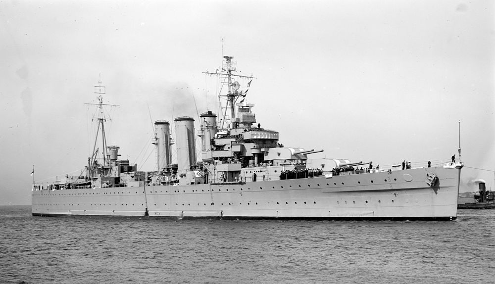 HMAS Australia heavy cruiser, the post-war image, 1953