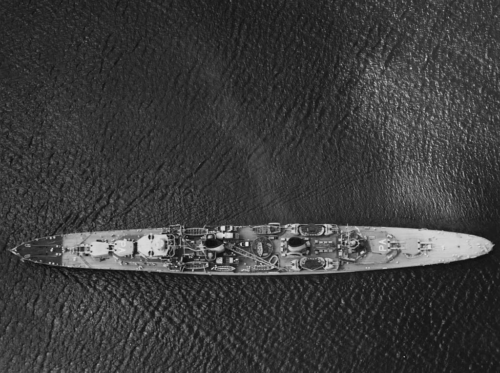 HMAS Perth light cruiser in March 1940