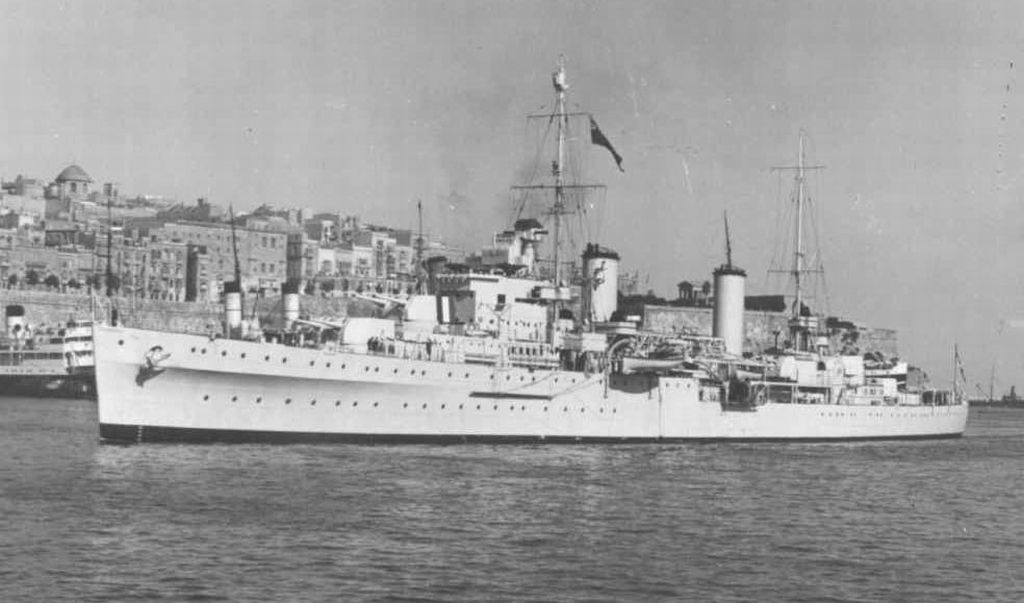 HMS Apollo (later HMAS Hobart (D63)) light cruiser, Malta 1938 (2)