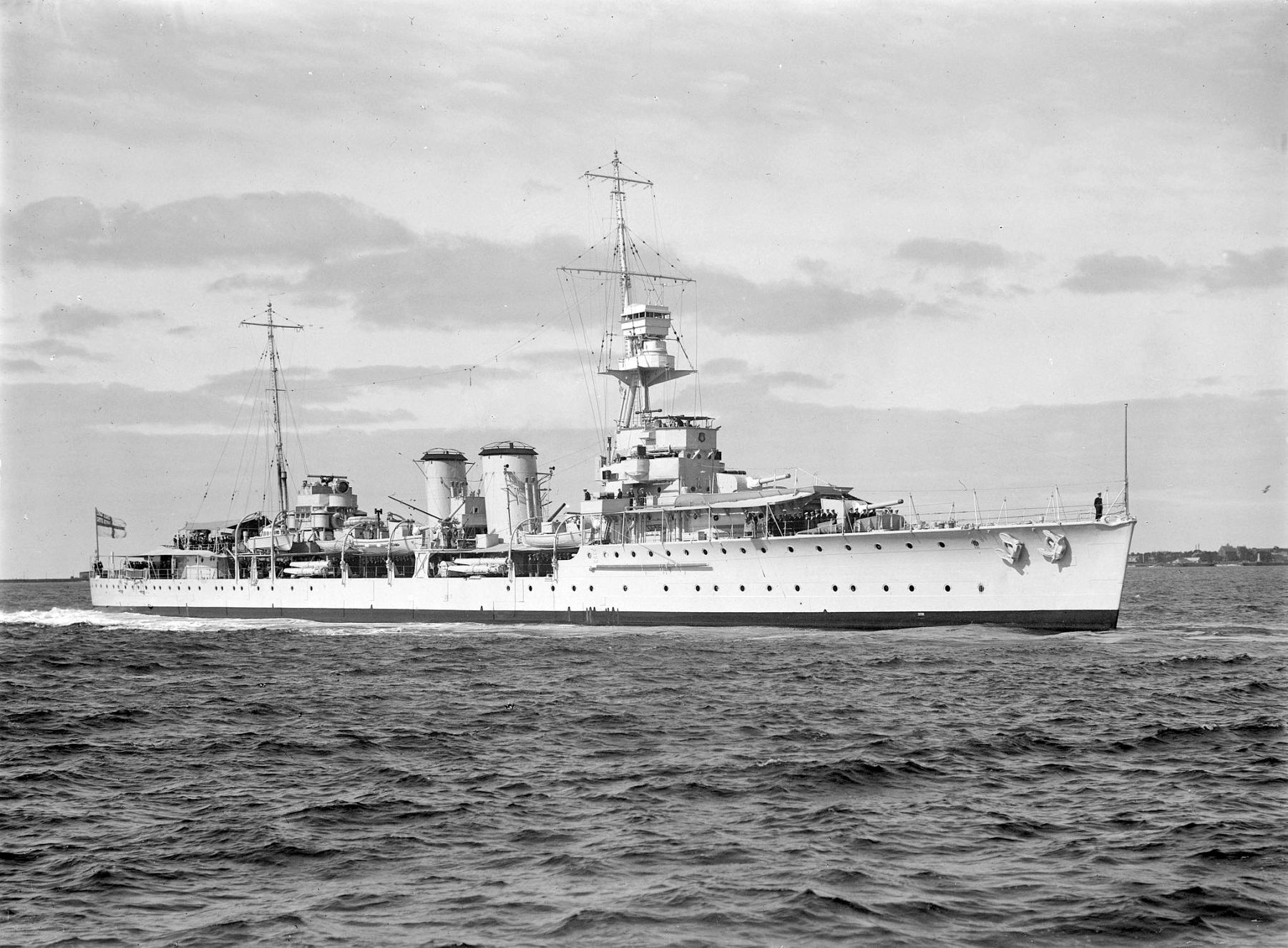HMS Danae, the Royal Navy D-class light cruiser, 1937