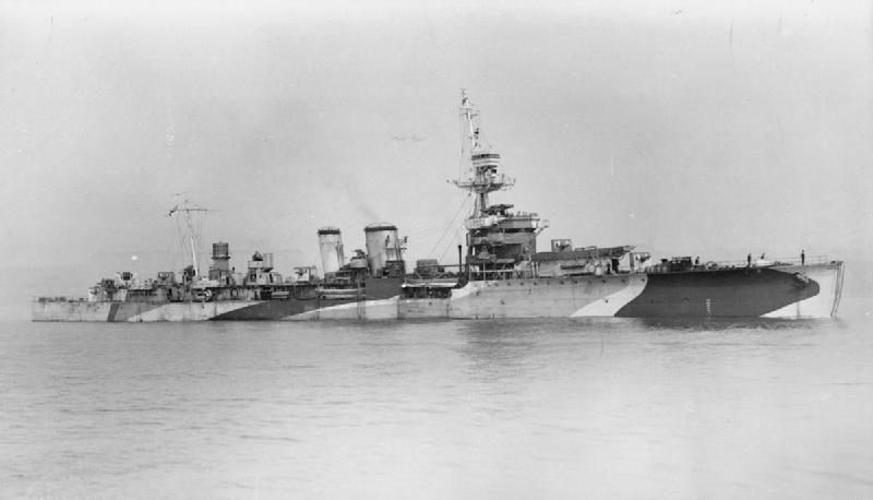 HMS Danae, the Royal Navy D-class light cruiser, 1944