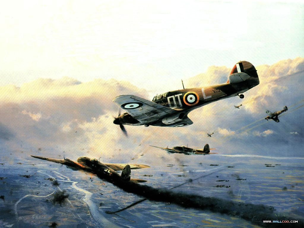 Hurricanes attacking He-111s 1024x768