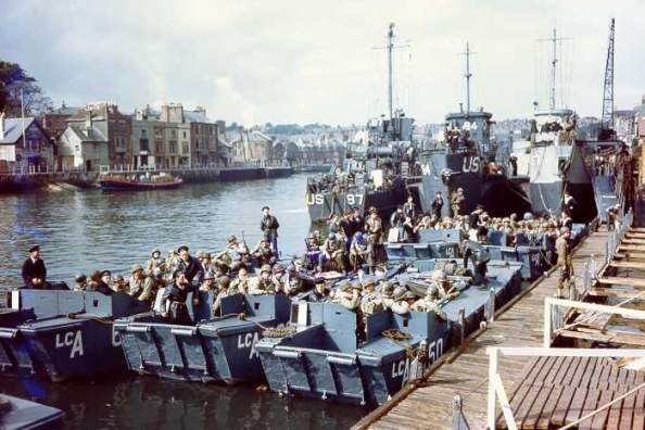 Invasion craft in a British Harbour.