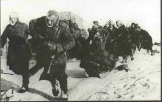 Italian troops retreating through the Russian frozen hell