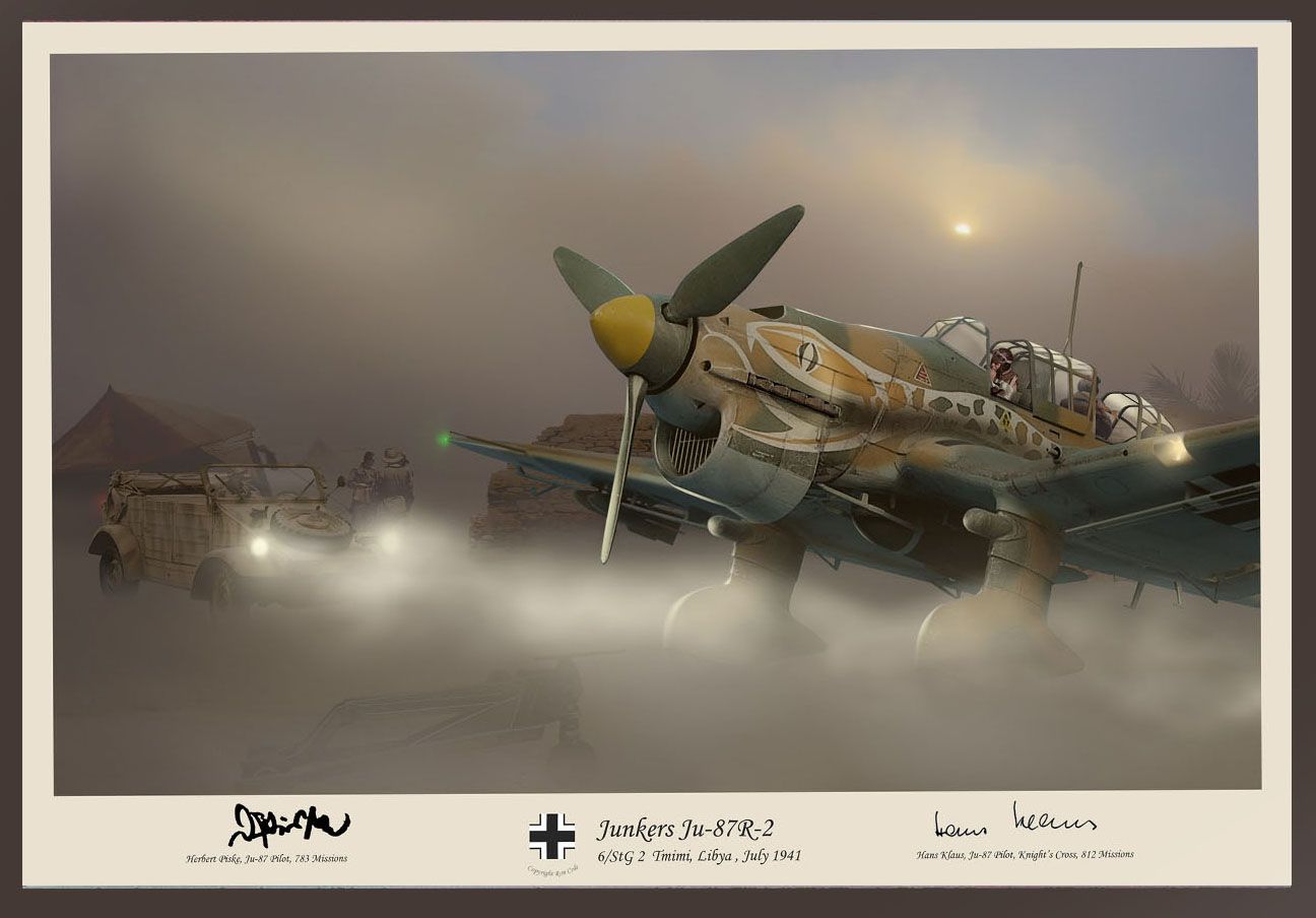 Ju-87 Stuka signed by Hans Klause & Herbert Piske