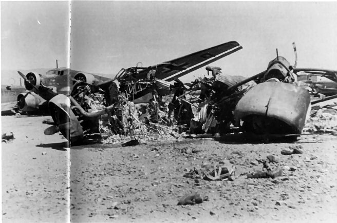 ju52s wrecked by artillery fire on crete