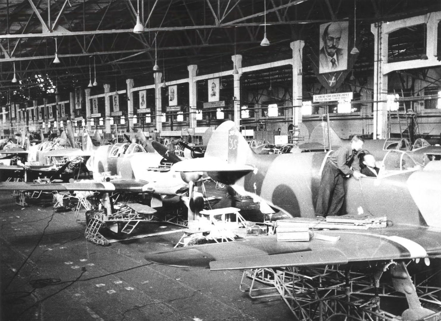 LaGG-3 on assembling line at the factory no.21