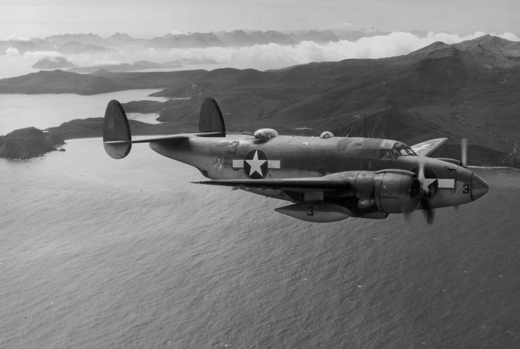 Lockheed PV-1 Ventura of VB-136 over Adak, Aleutian Islands, 1943