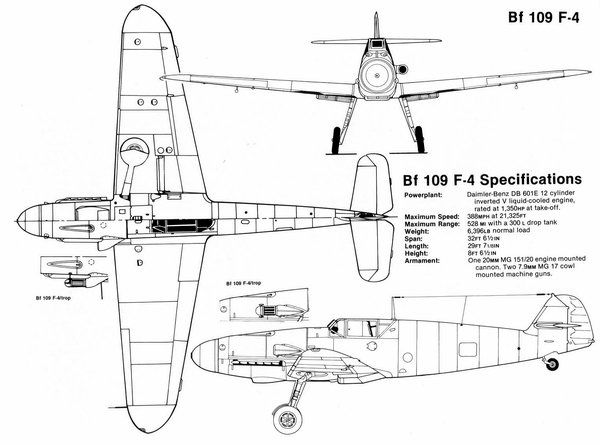 Messerschmitt Bf 109F-4 Drawing