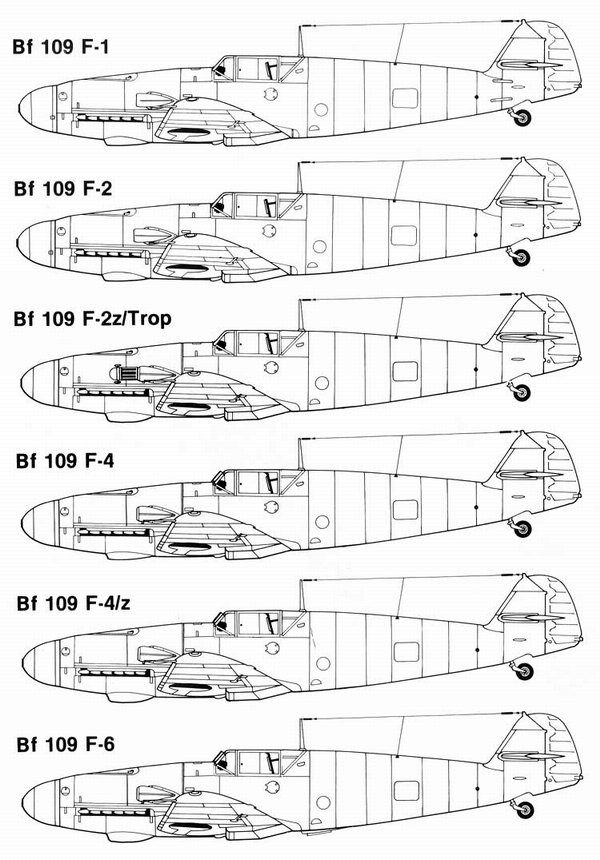 Messerschmitts Bf 109F Drawings