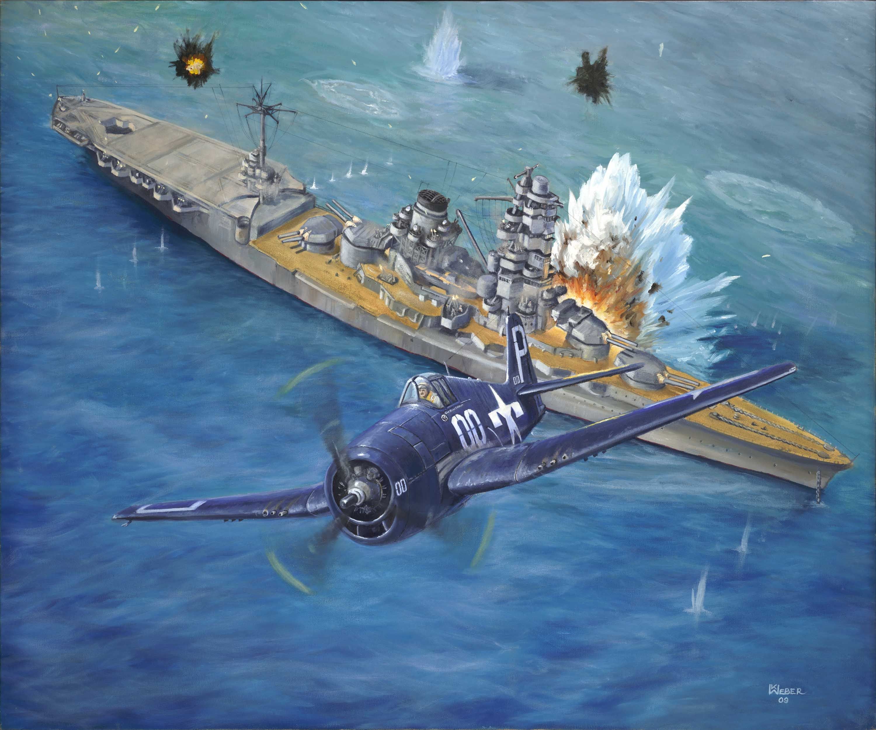 Military-direct-hit-ocean-painting-hellcat-f6f-