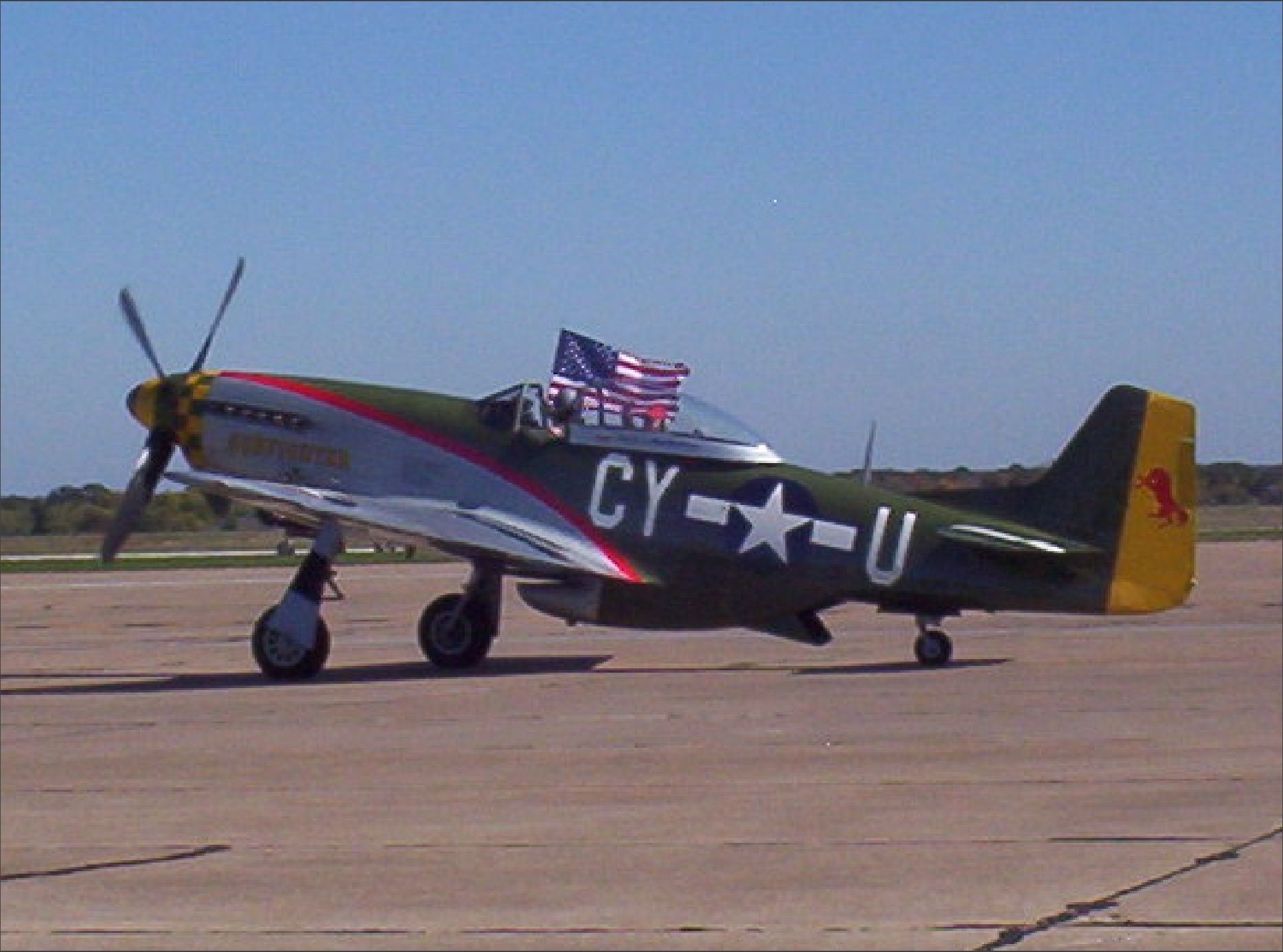 Mustang with old glory