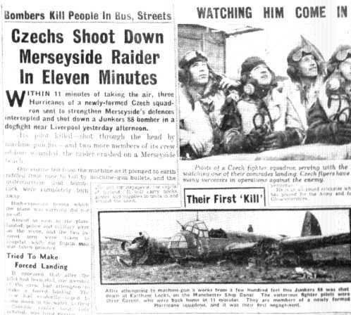 Newspaper with Czechoslovak airmen from the Battle of Britain