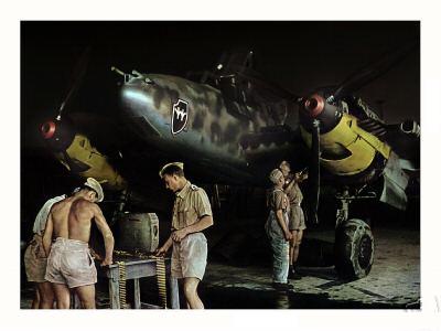 Night Maintainence on a Me110 - North Africa.