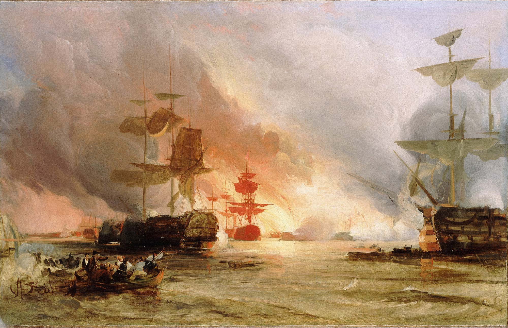 Oil-Study-The-Bombardment-of-Algiers-27-August-1816-by-George-Chambers-Seni