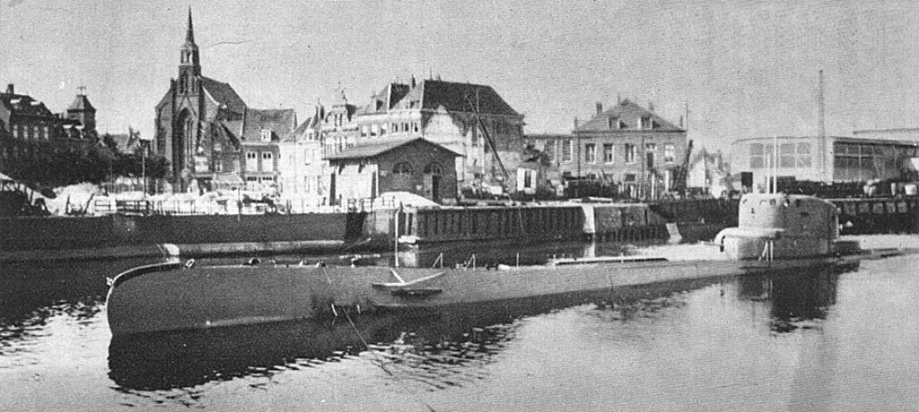 ORP Orzeł at Vlissingen harbour during the immersion trials, 1938.