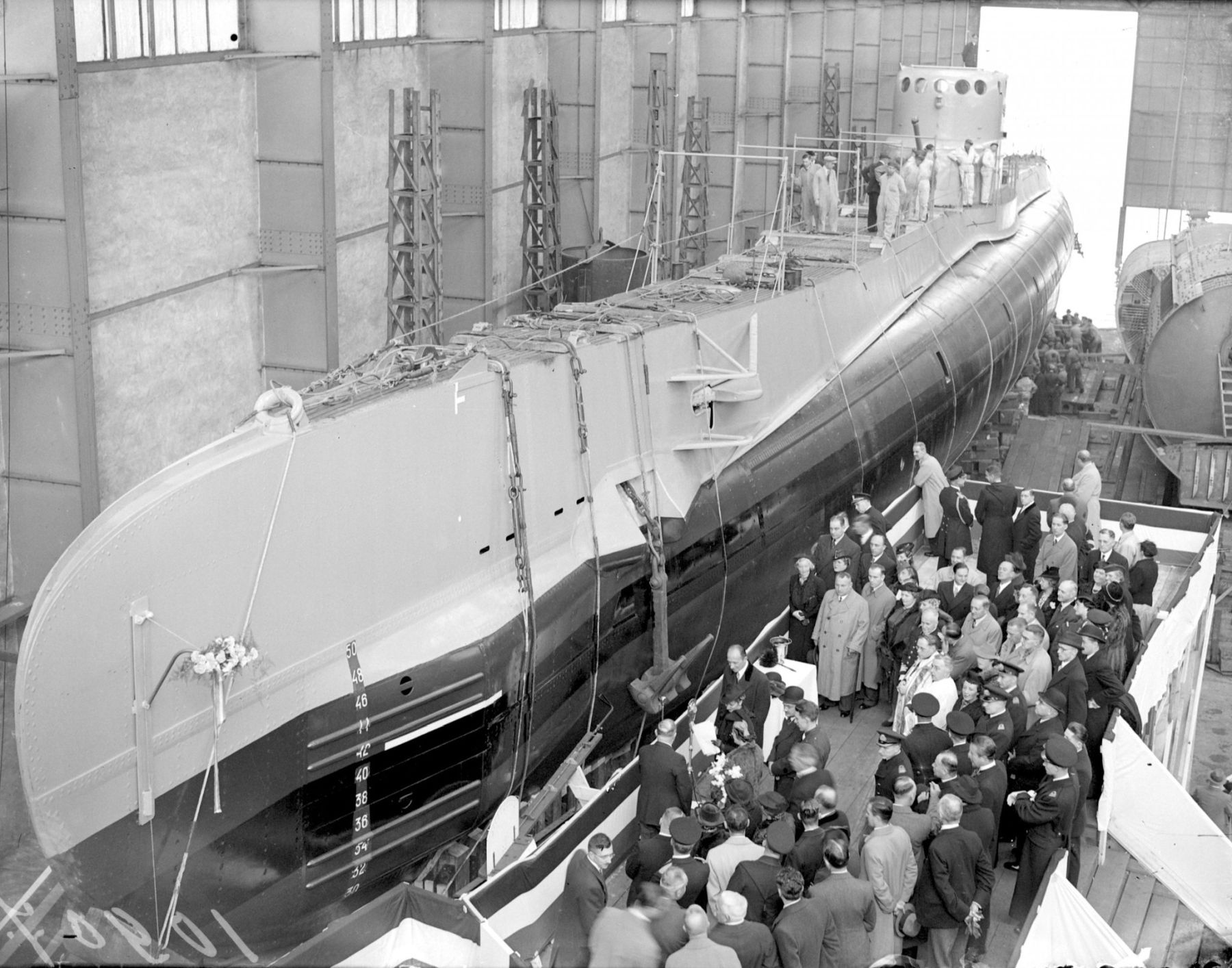ORP Sęp ready for launching in  1938.