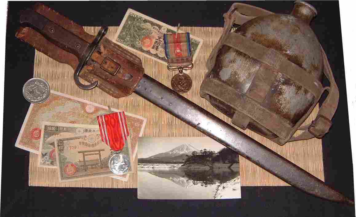 Pacific war, asian currency and bayonet