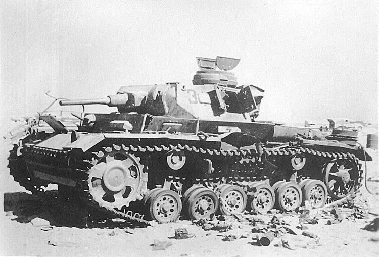 Panzer 3 knocked out in North Africa