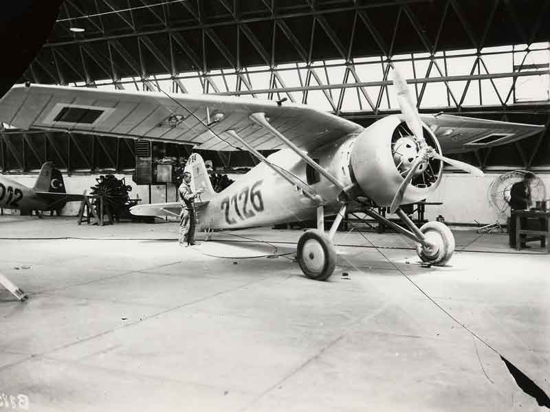 PZL P-24 no. 2126 painting at the Kayseri Aircraft Factory, Turkey