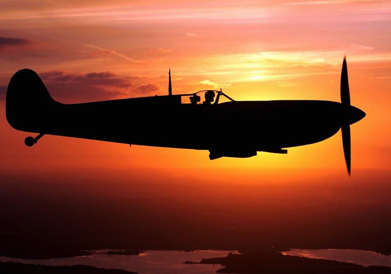 RAF Spitfire at sunet