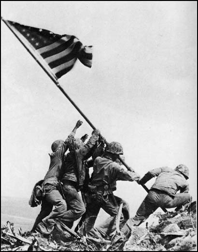Raising the stars and stripes on Iwo Jima