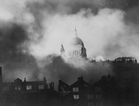 Saint Pauls Cathedral during the height of the Blitz