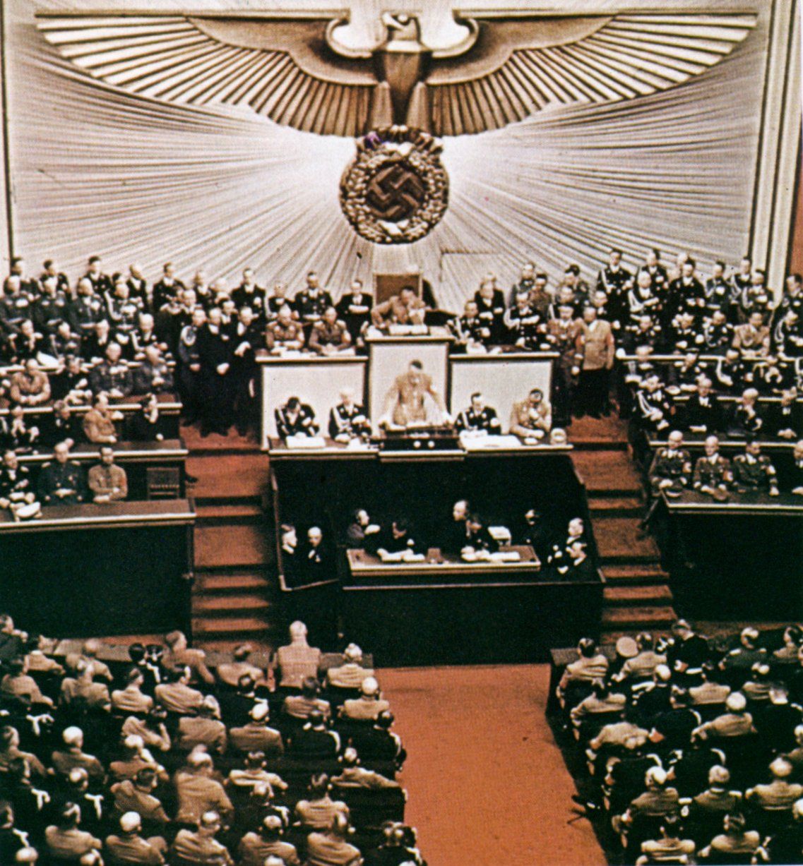 Speech at the Reichstag by Hitler.