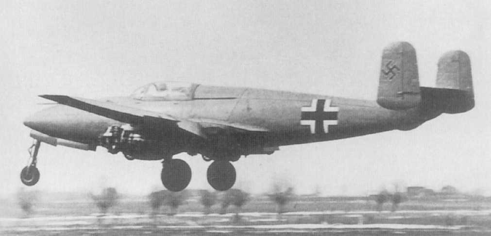 The He 280 Prototype making a landing with part of the Engine Cover gone