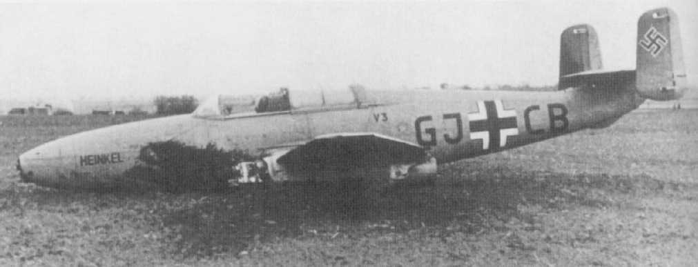 The Heinkel He 280 Prototype after a Crashlanding