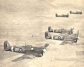 Two flights of Hawker Typhoon