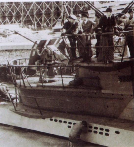U-boat leaving harbour