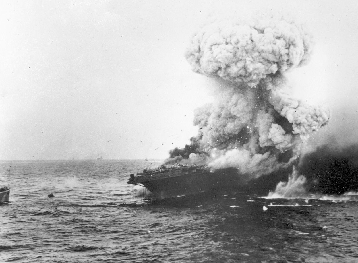 USS Lexington explodes