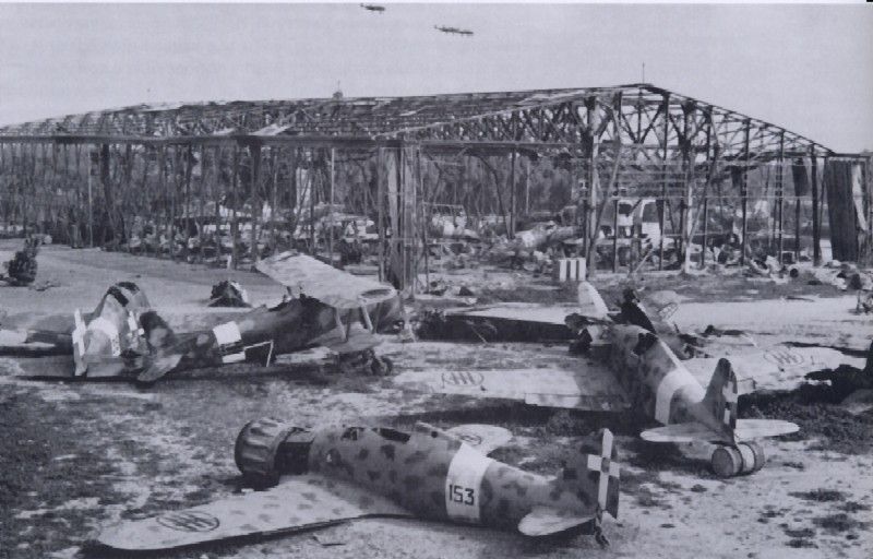 Wrecked Italian fighters