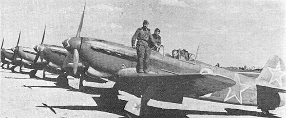 Yak-9D fighters on Soviet airfield